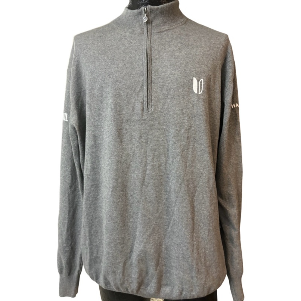 Linksoul Mens XL Long Sleeve Pullover Tempus Fugit 1/4 Quarter Zip Gray NEW